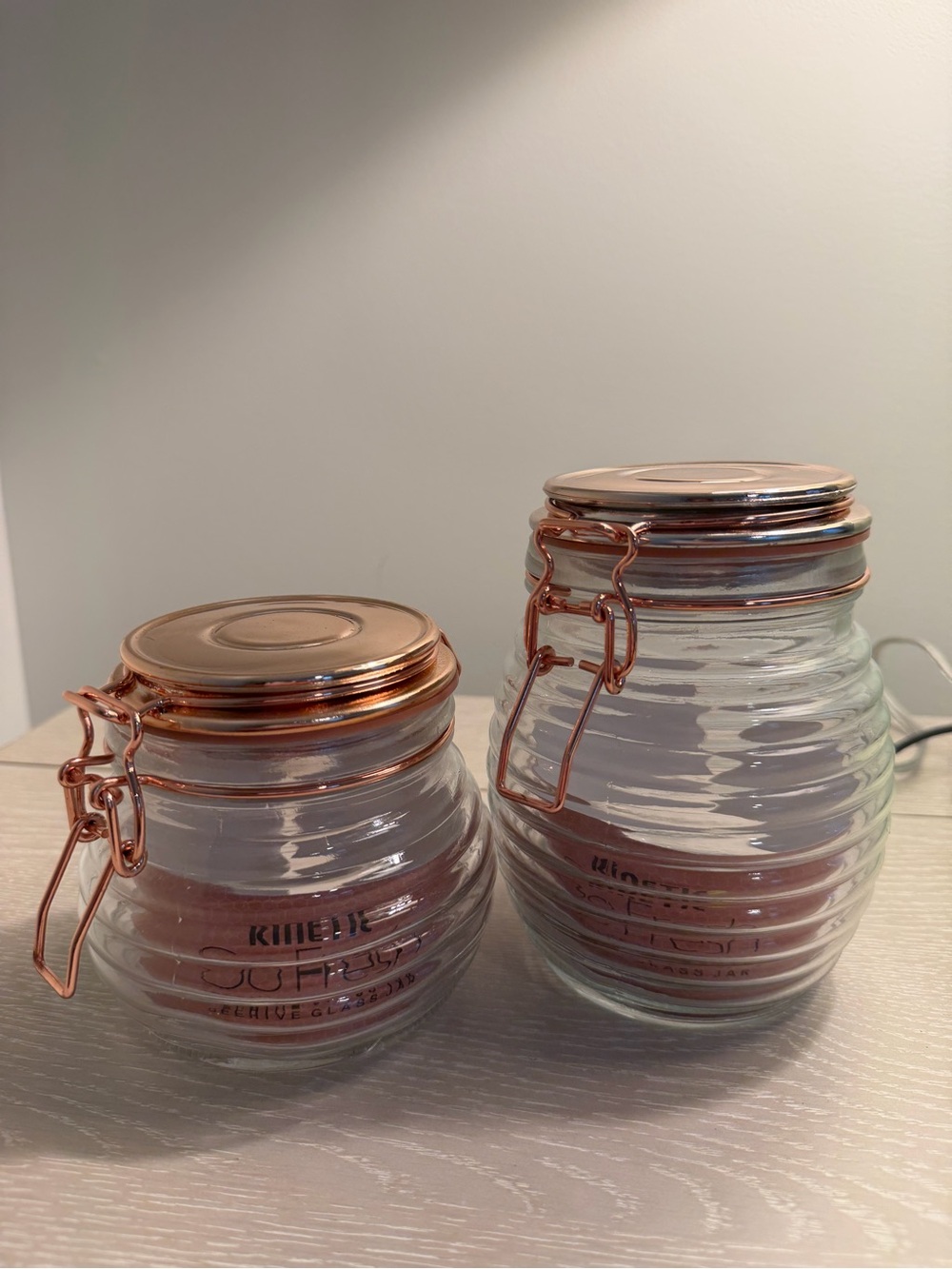 *NEW* Glass Beehive Storage Jars with Rose Gold Clamp Lids - Set of 2